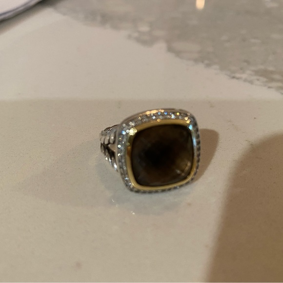 David Yurman- Albion Smokey Quartz Diamond Ring with Gold and Diamonds. - Picture 2 of 8